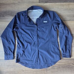 Columbia Tamiami II Navy Blue PFG Button-Down Shirt